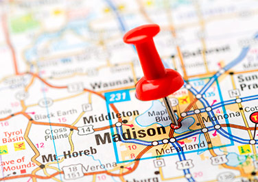 Map Pin located on Madison, Wisconsin
