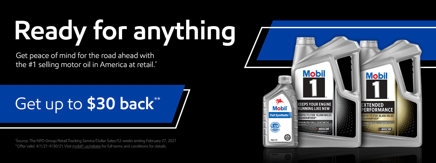 Mobil 1 $30 rebate banner image