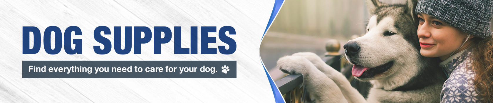 Woman and husky dog look left off camera