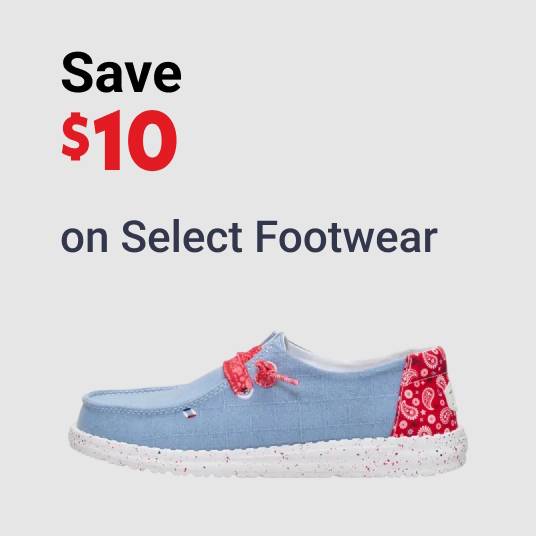 Save $10 on Select Footwear