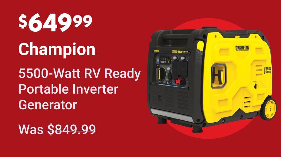 $649.99 Champion 5500-Watt RV Ready Portable Inverter Generator Was $849.99