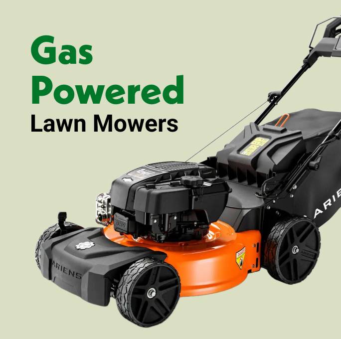 Gas powered lawn mowers
