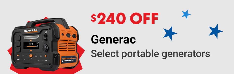 $240 OFF Generac Select portable generators