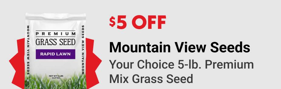 $5 OFF Mountain View Seeds Your Choice 5-lb. Premium Mix Grass Seed