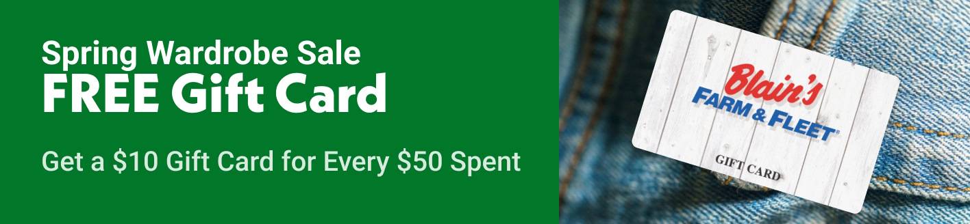 Spring Wardrobe Sale FREE Gift Card Get a $10 Gift Card for every $50 spent