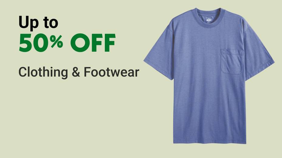 Up to 50% OFF Clothing & Footwear