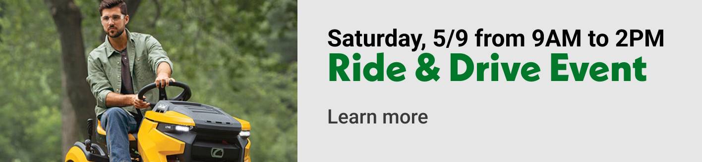 Saturday, 5/9 from 9am to 2pm Ride & Drive Event learn more