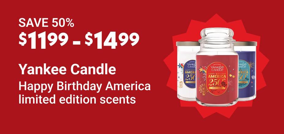 Save 50% $11.99-$14.99 Yankee Candle Happy Birthday America limited edition scents
