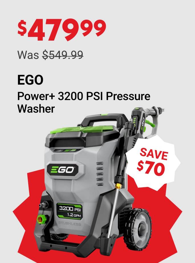 $479.99 (was $549.99) EGO Power+ 3200 PSI Pressure Washer