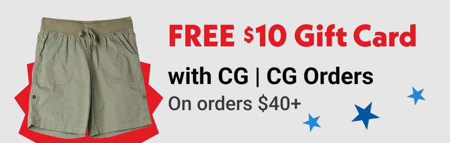 FREE $10 Gift Card with CG | CG Orders (On orders $40+)