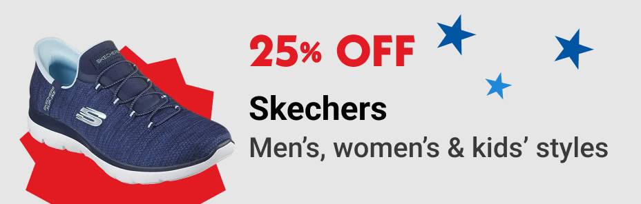 25% OFF Skechers Men's, women's & kids' styles