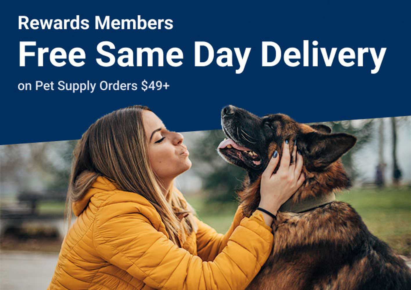 Free Same Day Delivery on Pet Supply Orders Over $49+