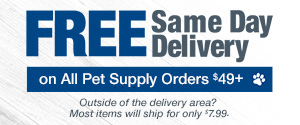 Free Same Day Delivery on All Pet Supply Orders $49+