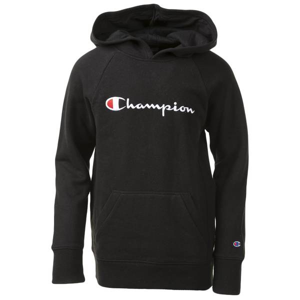 champion black script hoodie
