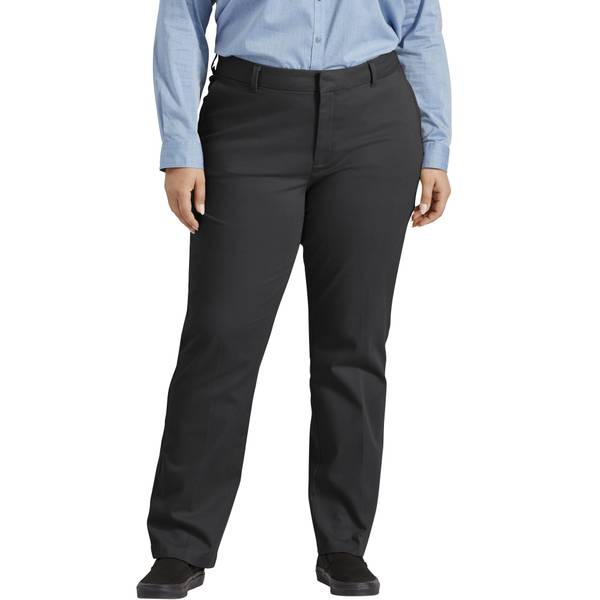Charcoal Dickies Womens Plus-Size Wrinkle Resistant Flat Front Twill Pant with Stain Finish 20W Unhemmed