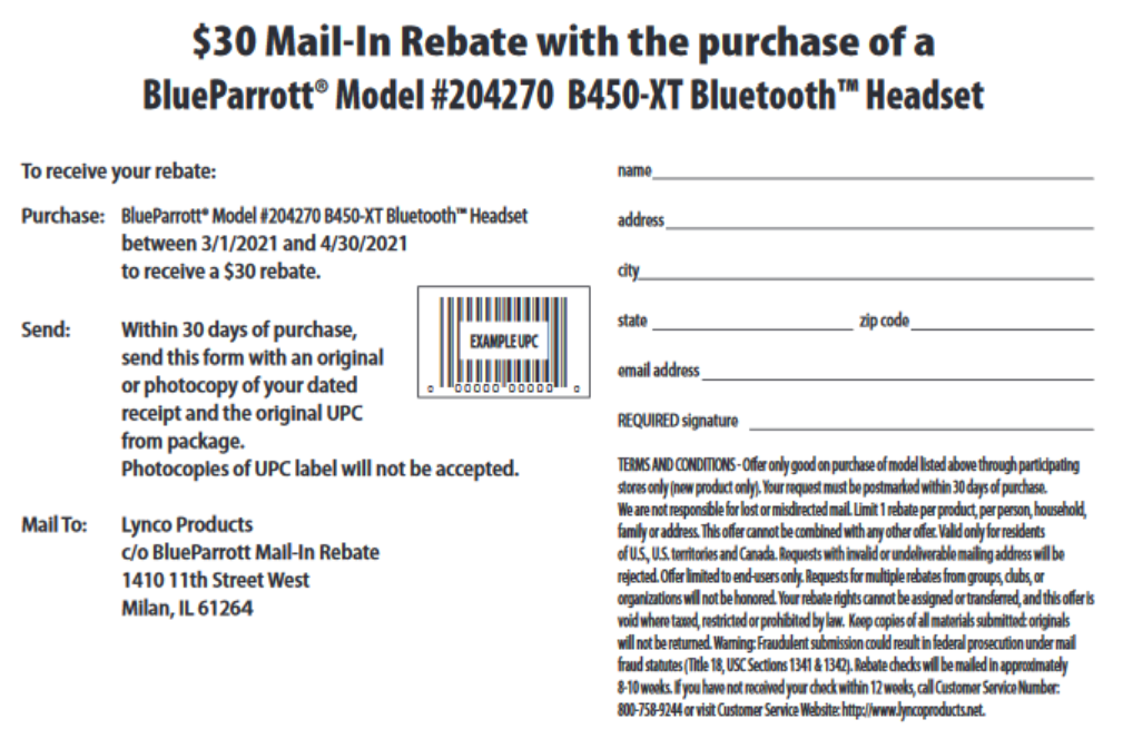 Blueparrott Mail In Rebate